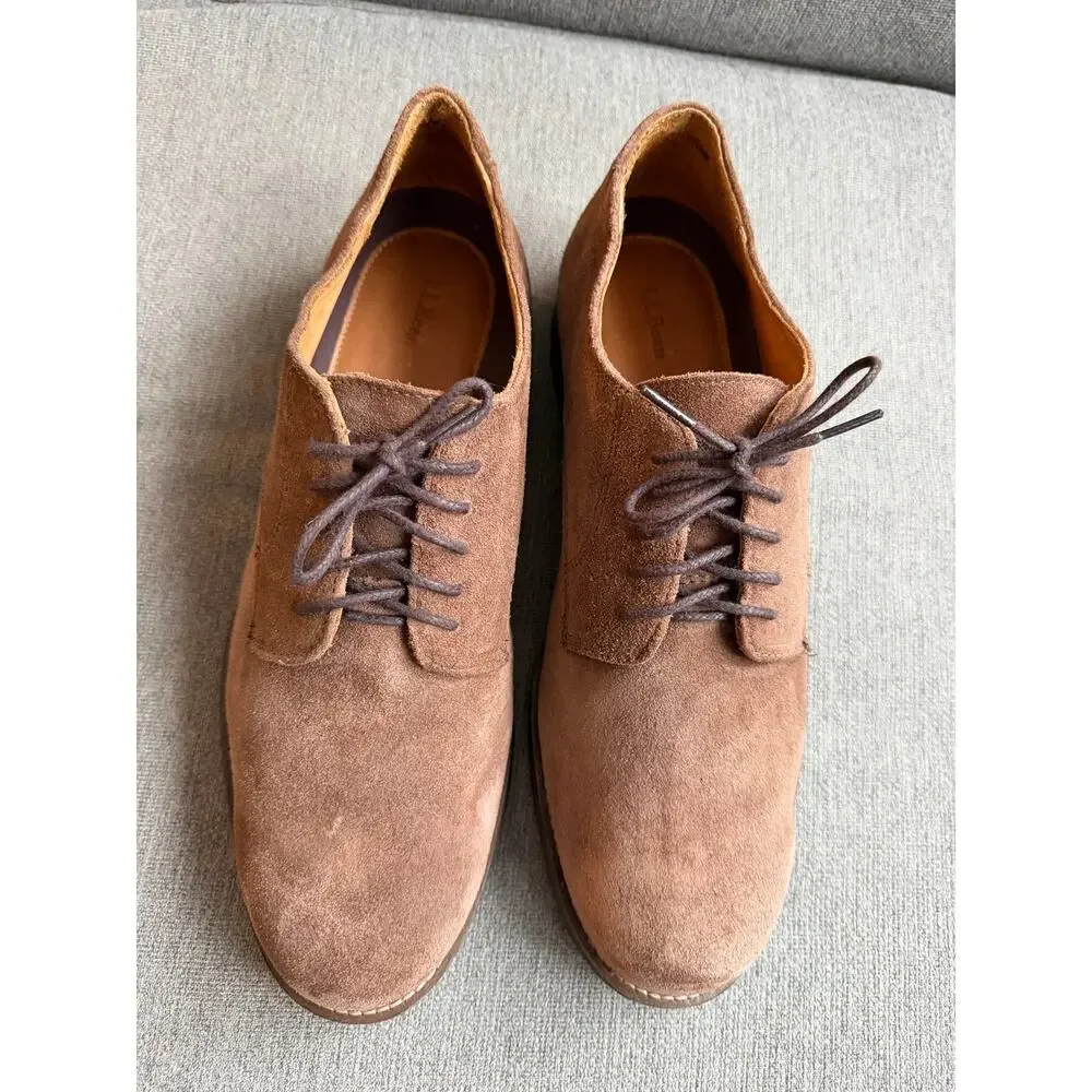 L.L. Bean Men's‎ Beige Leather Suede Oxford Shoes Sz 14